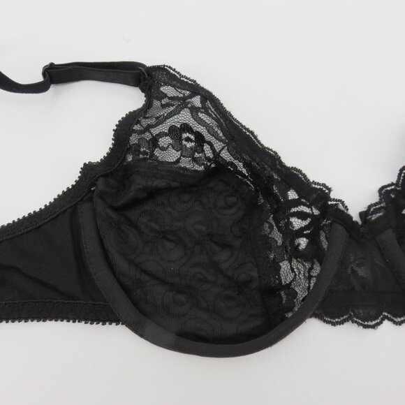 VTG Lilyette 36B Bra Style 96033 Black Floral Flower Lace Underwire Unlined Bow - Picture 8 of 13